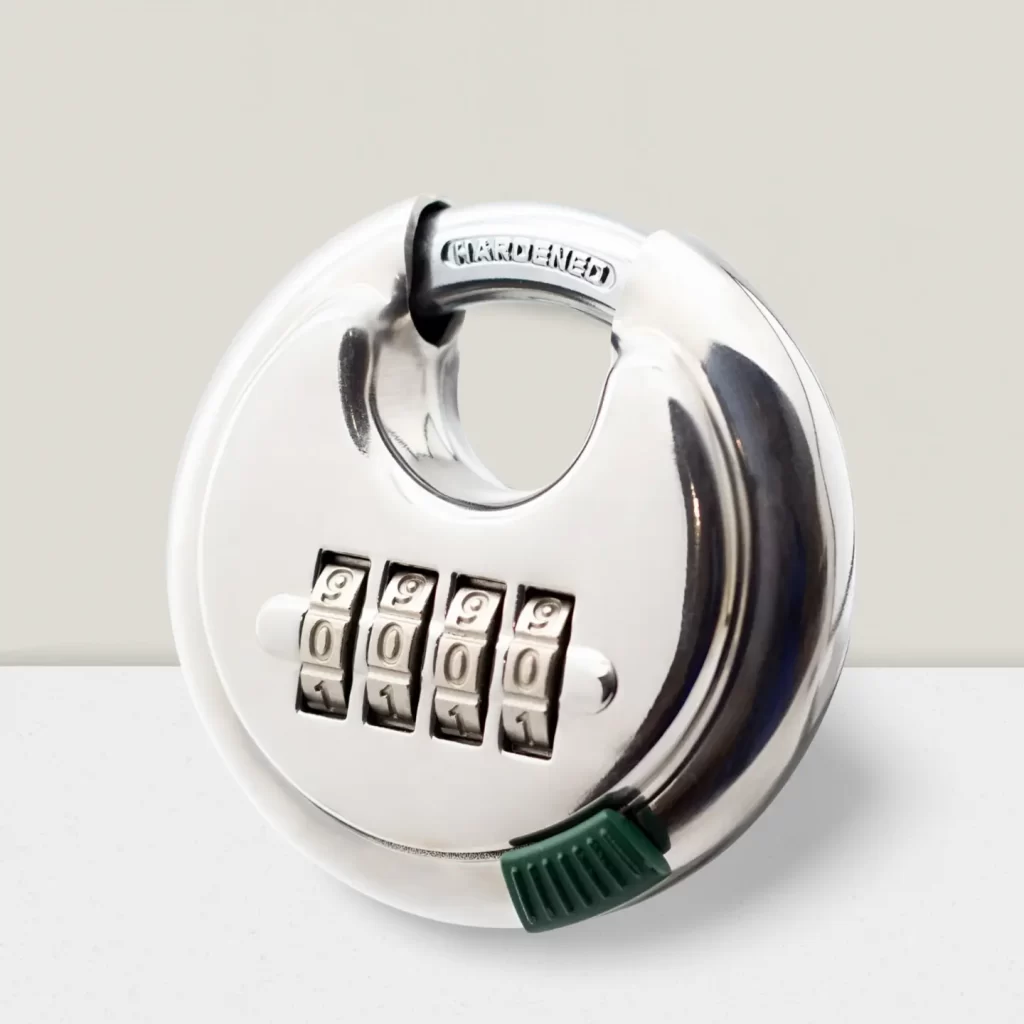 Combination disc padlock for shipping container security